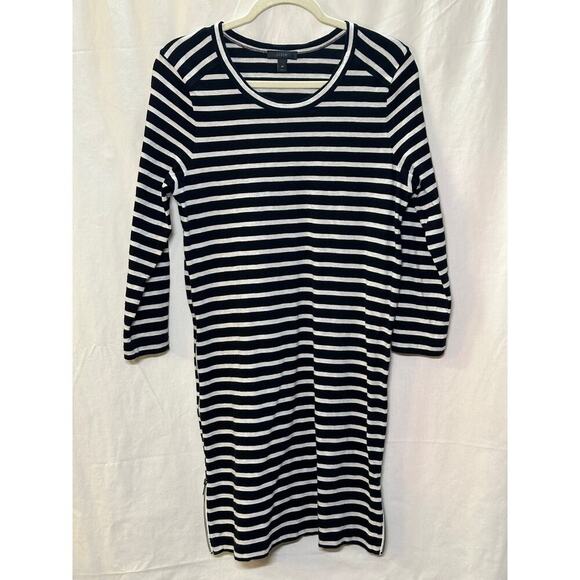J.Crew Black and White Striped Side-Zip Dress - Size Medium - Picture 1 of 4
